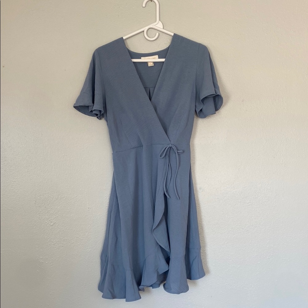 Elegant Blue Wrap Dress